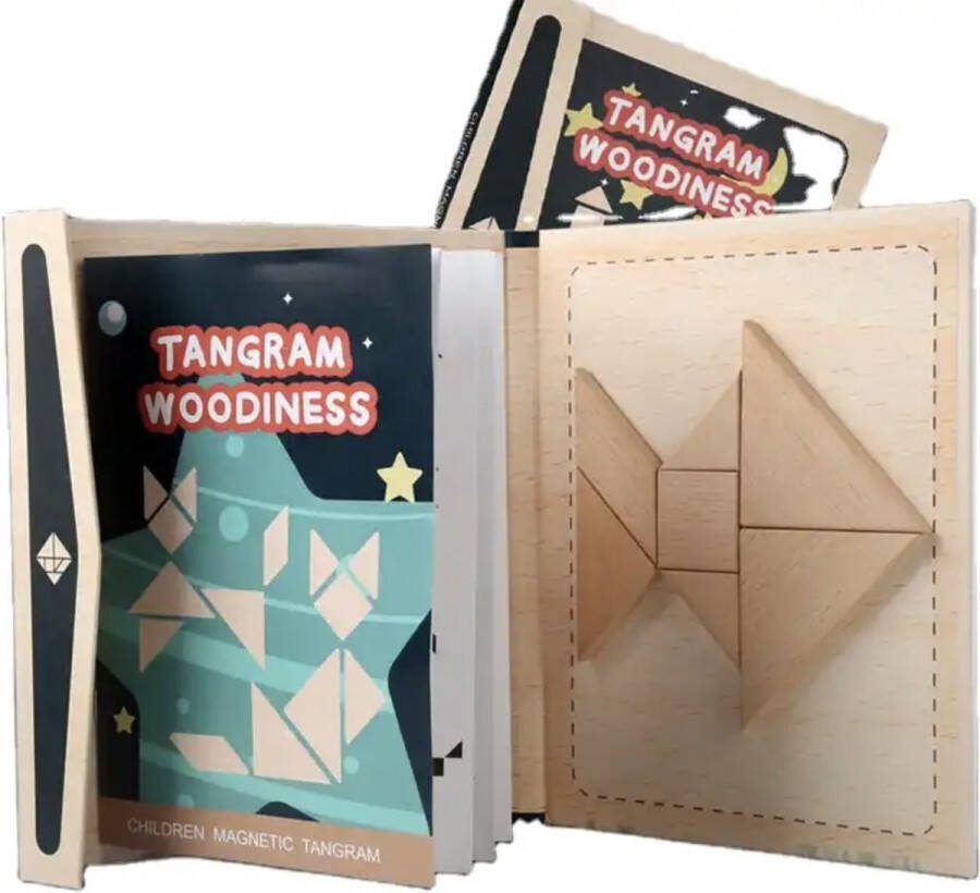 Playos Tangram Puzzel Hout 96 Puzzels Magneetboek Houten Puzzel Vormen Puzzel Puzzelboek Reisspel Reis Speelgoed Educatief Speelgoed Ruimtelijk Inzicht Motorisch Speelgoed Puzzelboek Peuters en Kleuters
