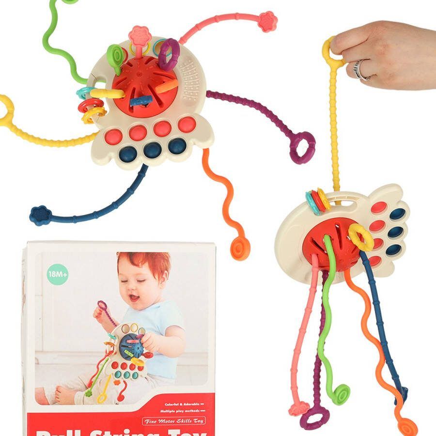 Playos Ufo Bijtspeelgoed Baby Montessori Bijtring Fijne Motoriek Sensorisch Speelgoed Trekkoord Baby Speelgoed