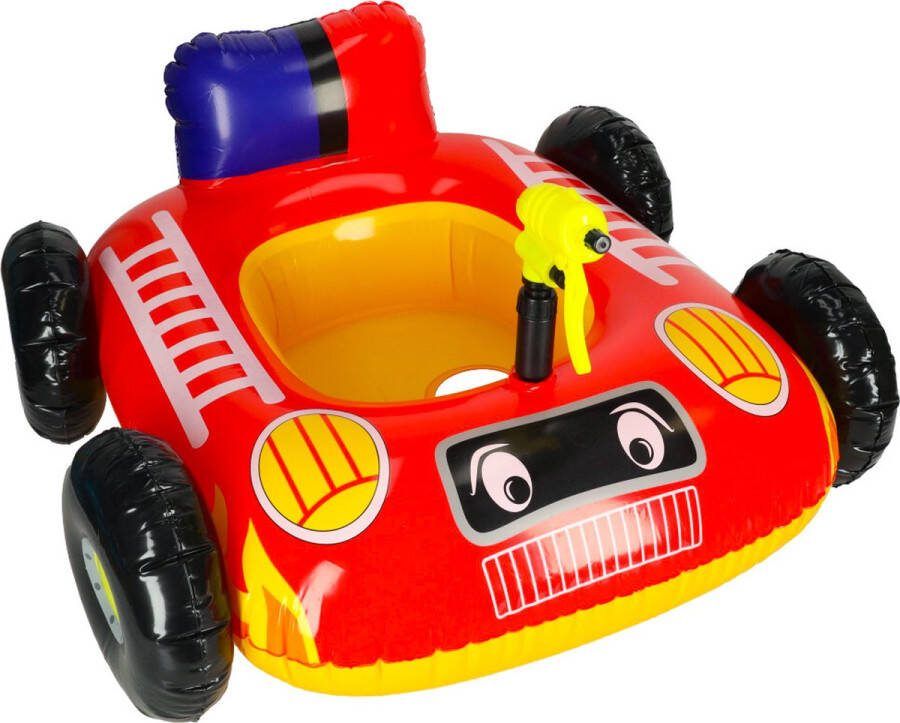 Playos Zwemband Auto met Waterpistool Rood- met Zitje Handvatten Rugleuning Peuter en Baby Zwemring Babyzwemband Babyfloat Zwemtrainer Opblaasbaar Zwemstoel Opblaasbare Rubberboot Rubber Bootje