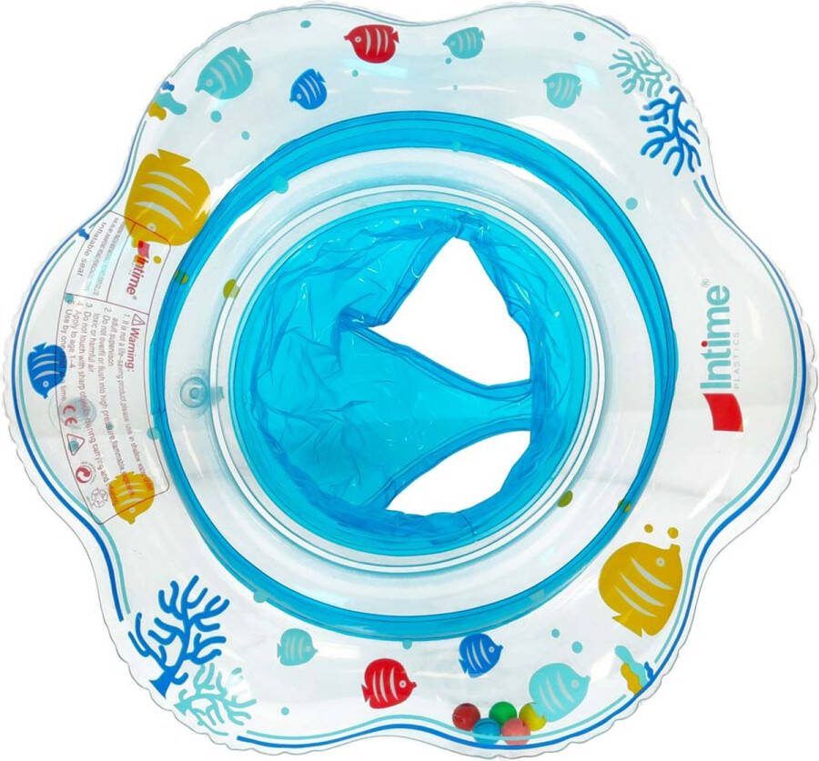 Playos Zwemband Bloem met Zitje Blauw 47 cm 7 tot 20 kg Peuter en Baby Zwemring Babyzwemband Babyfloat Zwemtrainer Opblaasbaar Zwemstoel Opblaasbare Rubberboot Rubber Bootje