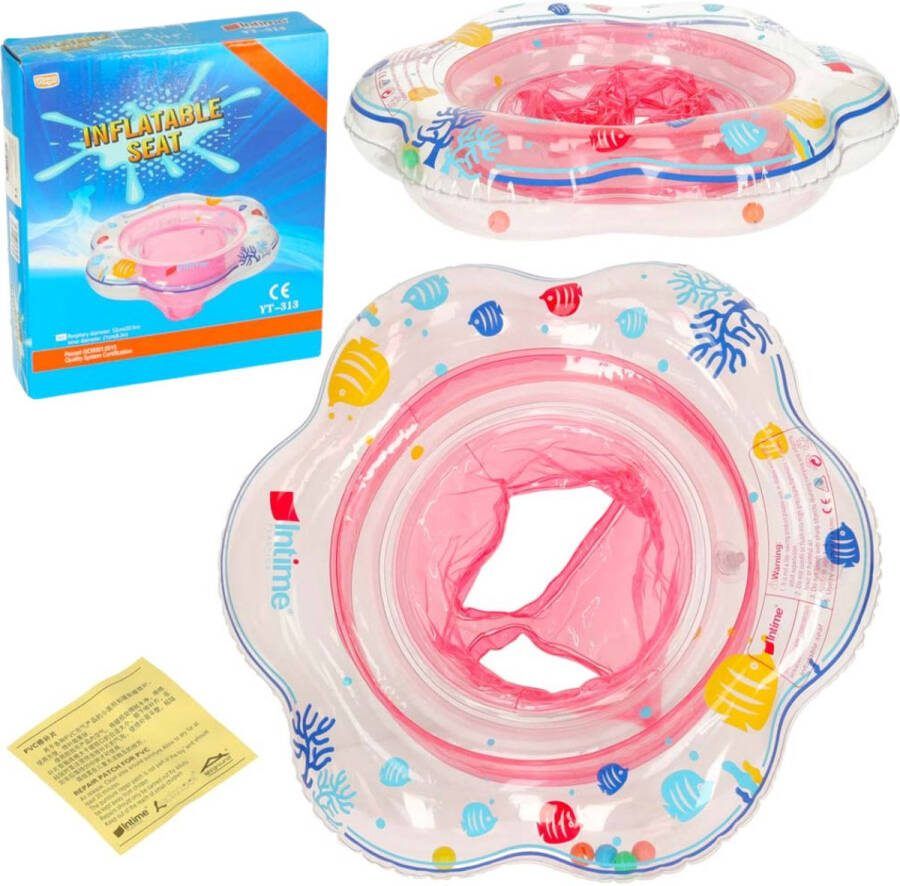 Playos Zwemband Bloem met Zitje Roze 47 cm 7 tot 20 kg Peuter en Baby Zwemring Babyzwemband Babyfloat Zwemtrainer Opblaasbaar Zwemstoel Opblaasbare Rubberboot Rubber Bootje