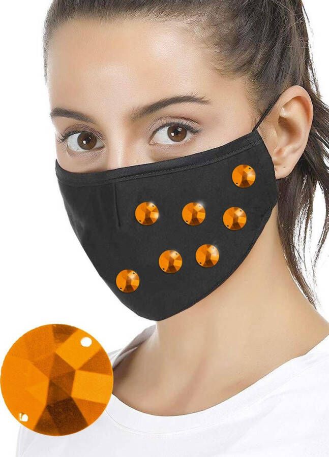 Playtime Decoratiesteentjes diamantjes voor mondmaskers Rond diameter 15 mm 48 stuks KLEUR GOUD ORANJE