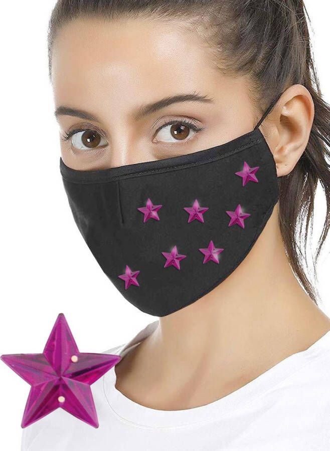 Playtime Decoratiesteentjes diamantjes voor mondmaskers STER vorm diameter 15 mm 48 stuks KLEUR PAARS