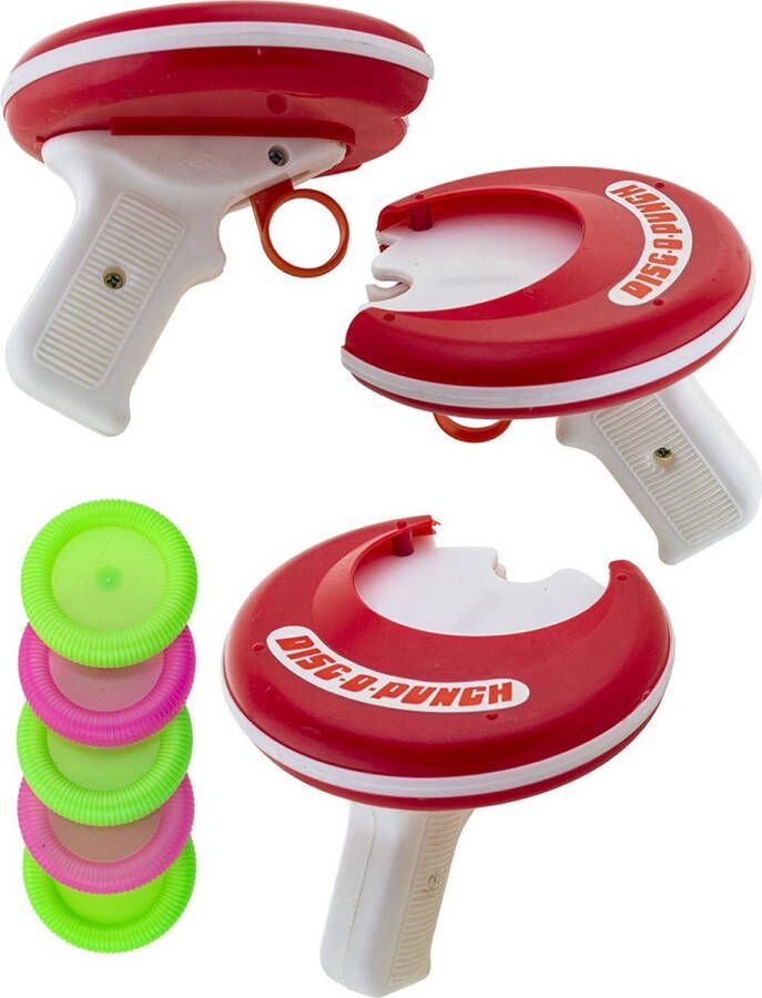 Playtime Frisbee pistool DISC-O-PUNCH + frisbees 4 STUKS
