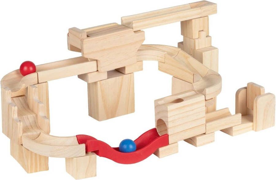 Playtive knikkerbaan van FSC-gecertificeerd hout Verschillende opbouwmogelijkheden incl 2 kunststof knikkers 28-delig