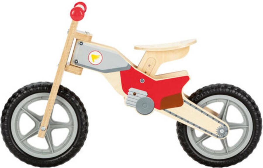 Playtive Loopfiets Houten speelgoed motor Kinderfietsje hout Balance bike crossmotor 78.5 x 48.5 x 32.5cm