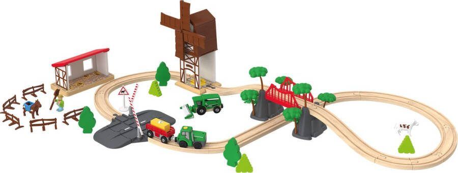 Playtive Trein Houten treinbaan 43 delig Boerderij Leeftijd: 3+ Zelfrijdende tractor met vooruitrijfunctie Houten trein Treinbaan VI Online s