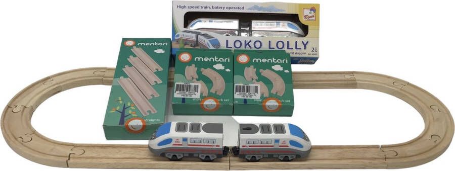 Playwood Elektrische Houten Treinbaan Set Loko Lolly Speelgoedtrein Spoorbaan Rails Spoorweg Treinset Electrisch