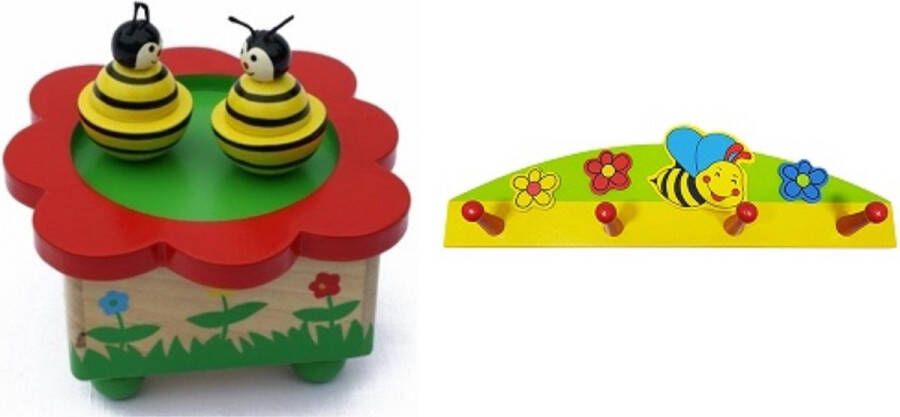 Playwood Houten muziekdoos dansende bijen en een Kinderkapstok Bij U krijgt 2 artikelen geleverd voor de prijs van 1