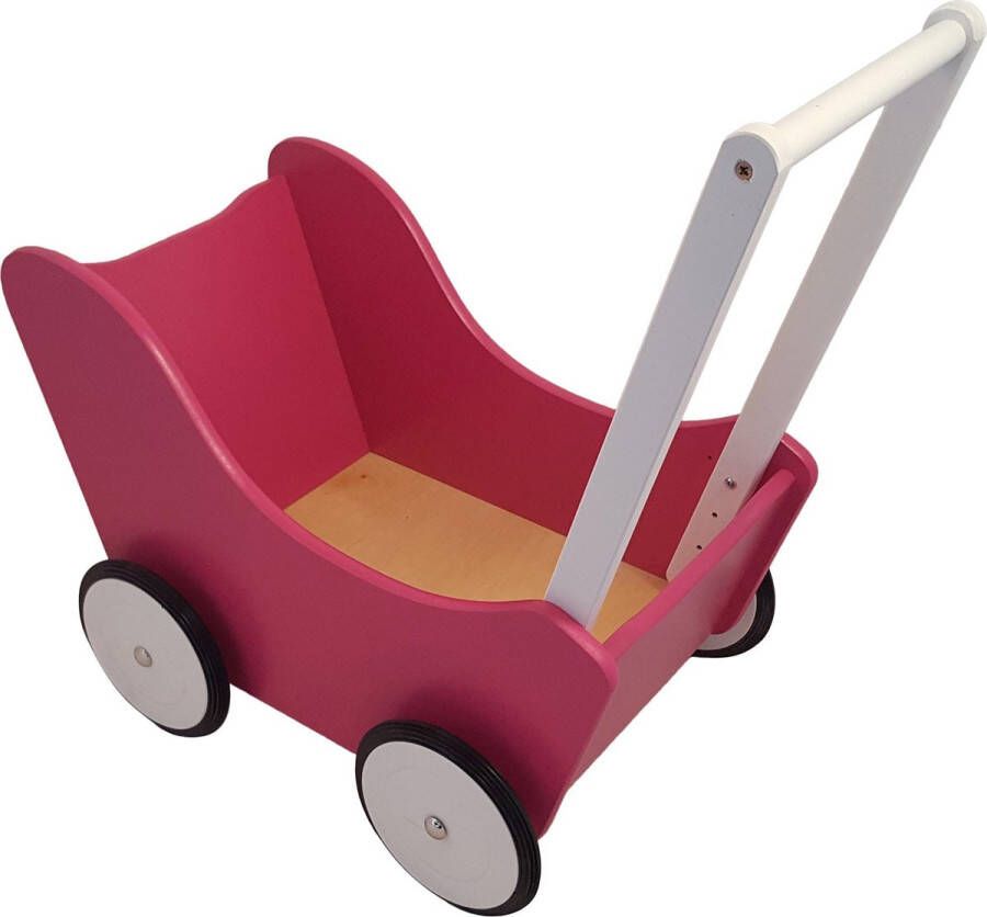 Playwood Houten Poppenwagen fuchsia roze