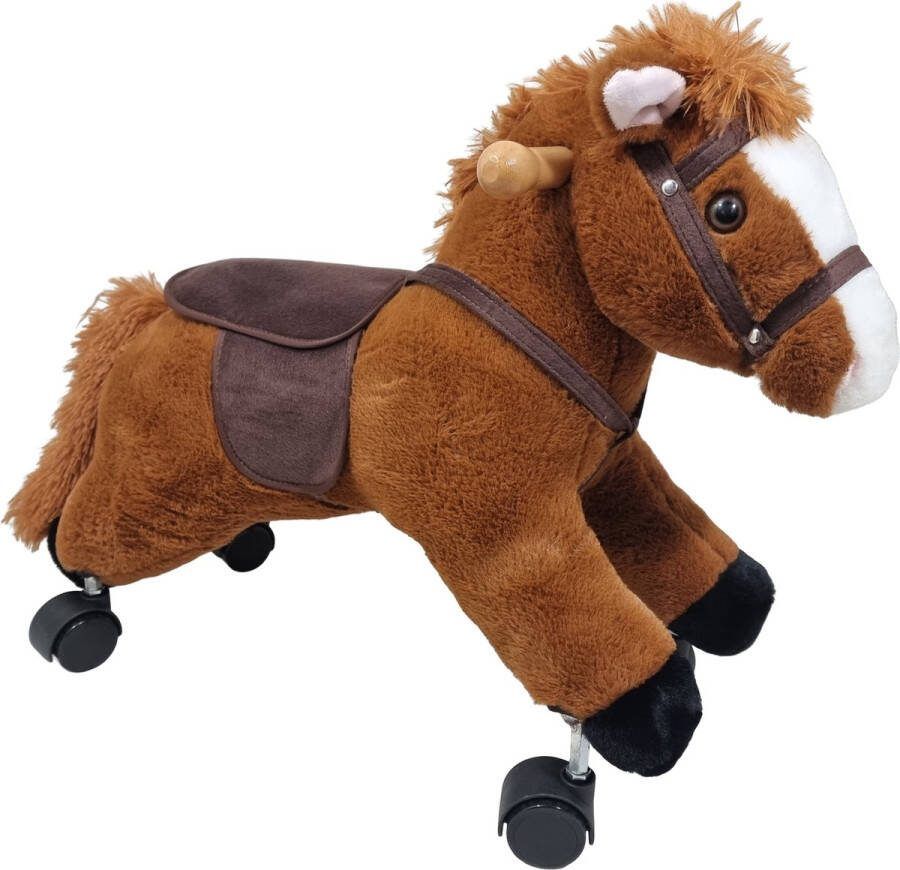Playwood Looppaard met zwenkwielen met geluid loopauto rijdend paard 25 x 50 x57 cm zithoogte 34 cm