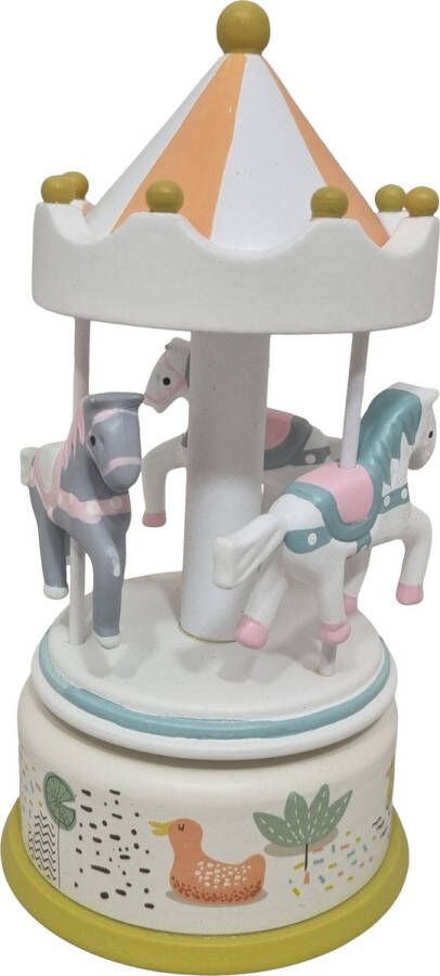 Playwood Muziekdoos Carrousel Pastel met 3 Circus paardjes