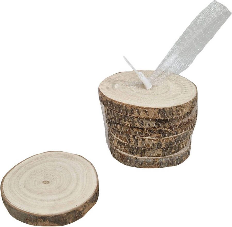 CraftEmotions Boomschorsschijf rond paulownia ; Diameter +- 10cm 6stck H: +- 1 4 cm