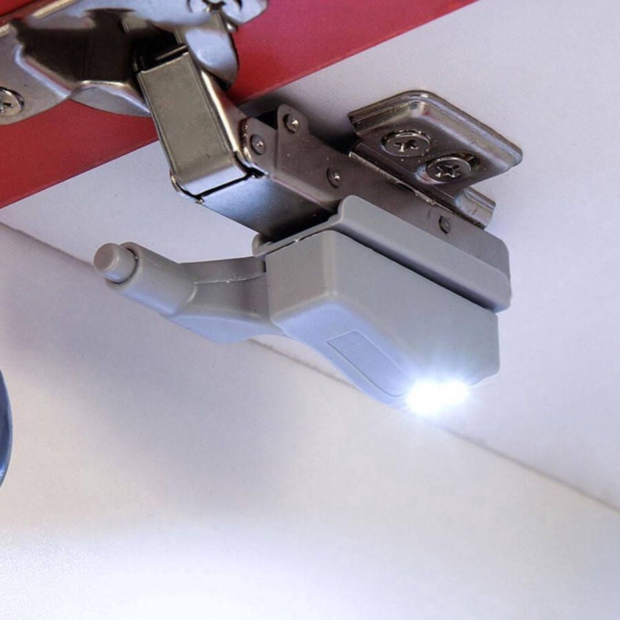 Pless 6x Automatische Led Lamp Scharnier Kastverlichting op batterij Sensor Lades Kast Verlichting Voordeelset incl. batterijen van 6 stuks warm wit