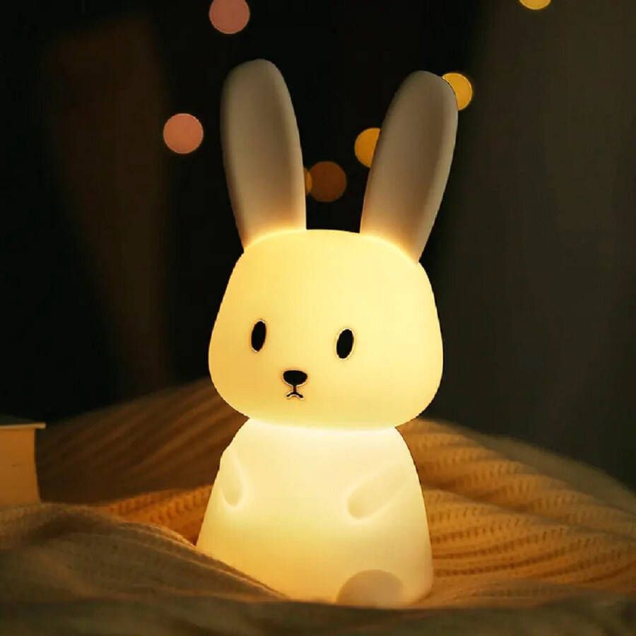 Pluis Vriendjes Kinder nachtlampje Konijn USB oplaadbaar kinderlampje| LED nachtlampje Multicolor Dimbaar Babykamer verlichting Kindvriendelijk Lapin