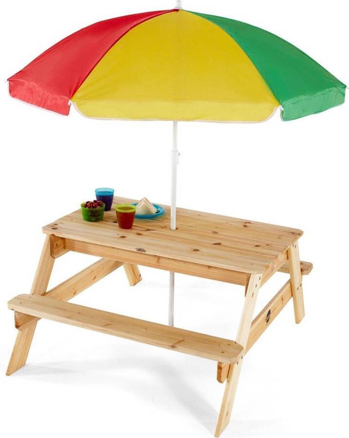 Plum houten kinderpicknicktafel met parasol
