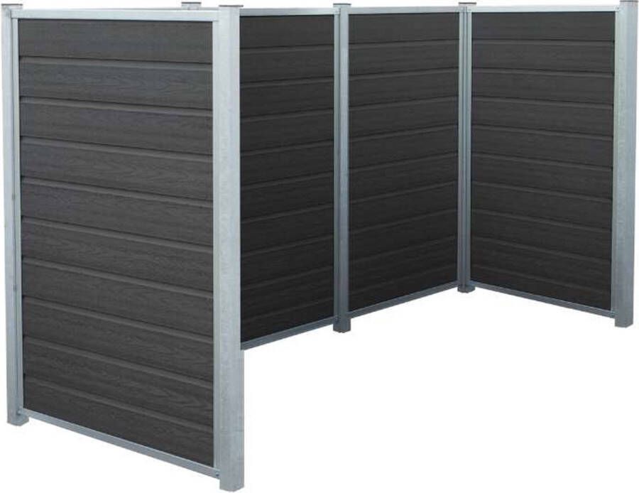 Plus Danmark Containerscherm composiet Artura antraciet met stalen palen 99 x 288 x 142 cm