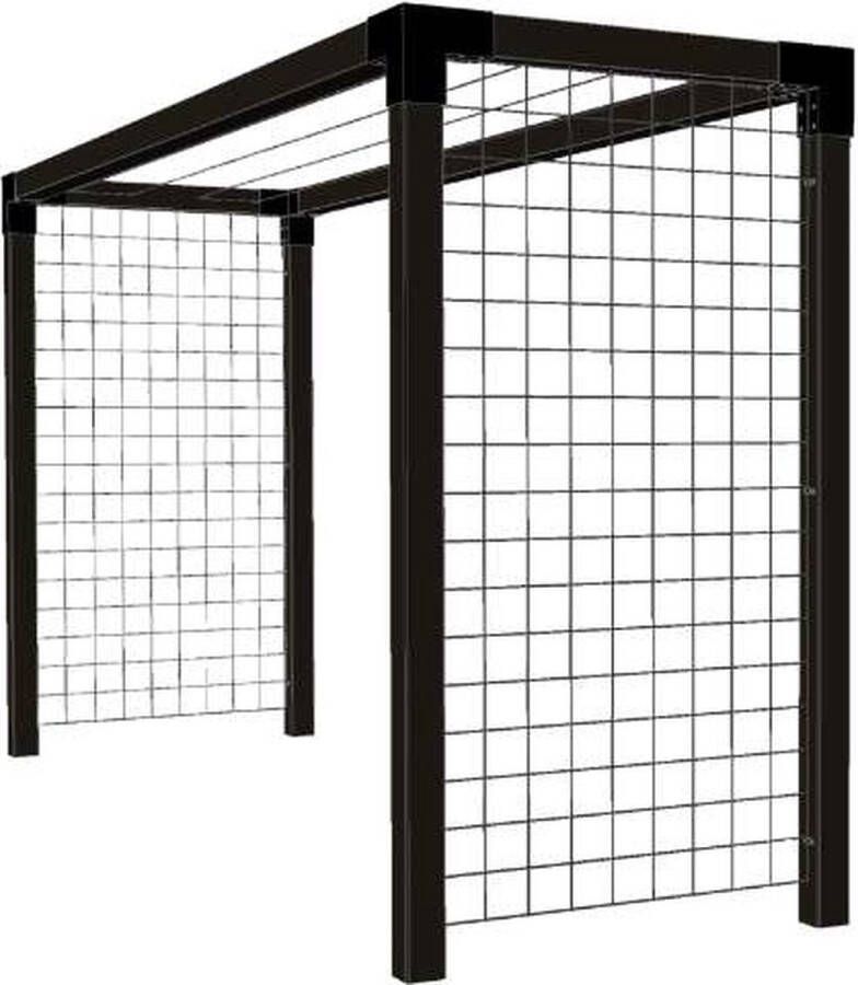 Plus Danmark Droogrek hout en staal met gaaspanelen 369 x 108 x 199 cm