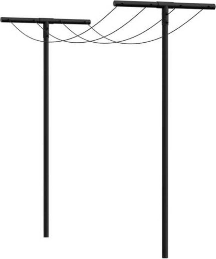 Plus Danmark Droogrek verzinkt staal incl. waslijn gepoedercoat zwart 450 x 80 x 235 cm