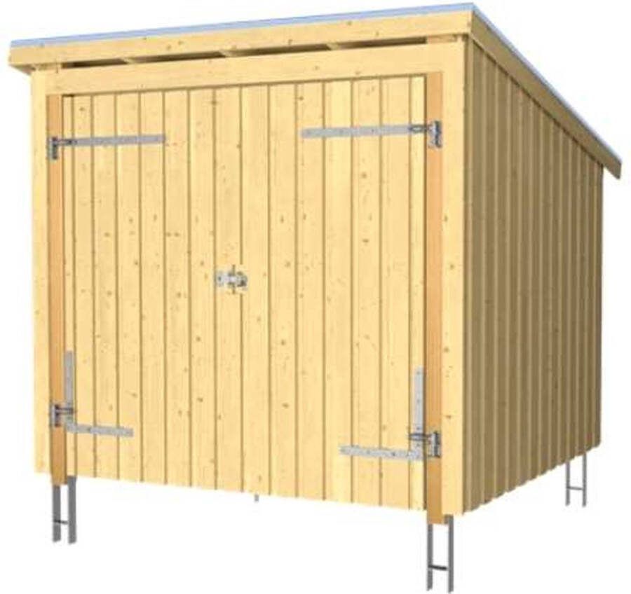 Plus Danmark Gesloten berging dubbele deur 5 m2 onbehandeld compleet 218 x 229 x 220 cm Type C