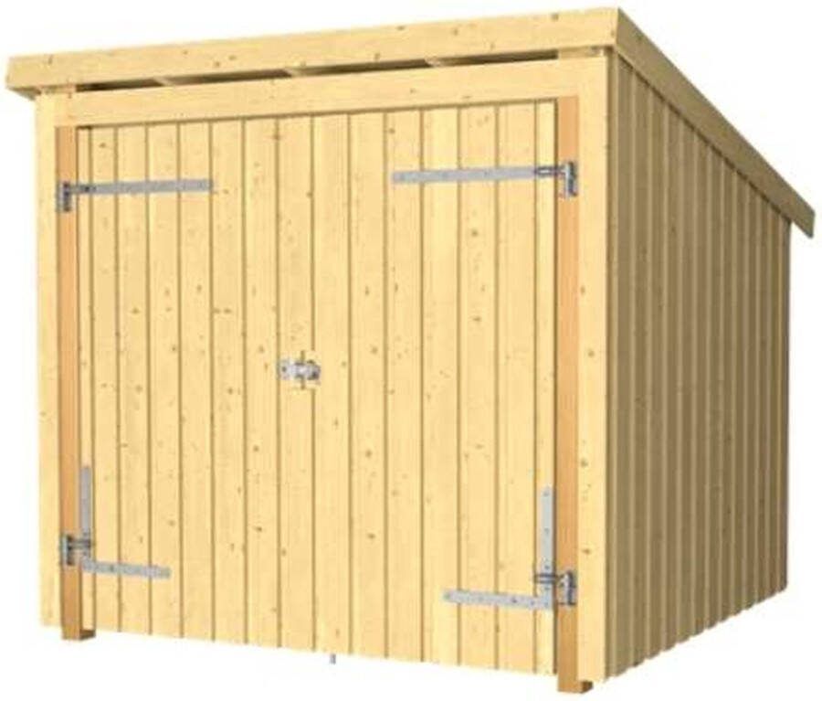 Plus Danmark Gesloten berging dubbele deur 5 m2 onbehandeld 218 x 229 x 220 cm Type A