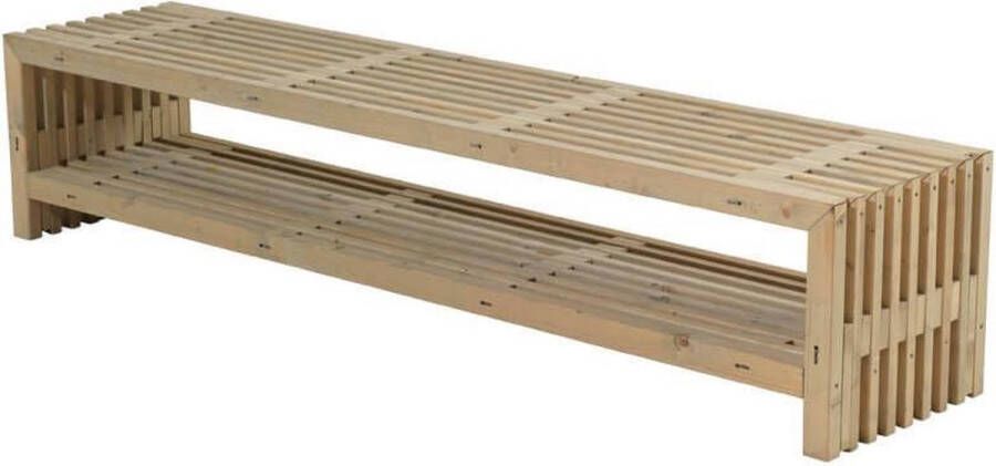 Plus Danmark Lattenbank vuren met plank | Rustik Design 218 cm driftwood geverfd