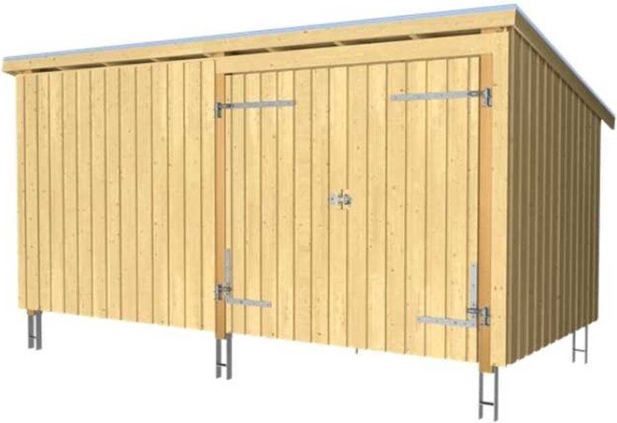 Plus Danmark Multi tuinhuis dubbele deur dicht 9 5 m2 onbehandeld compleet 218 x 432 x 220 cm Type C