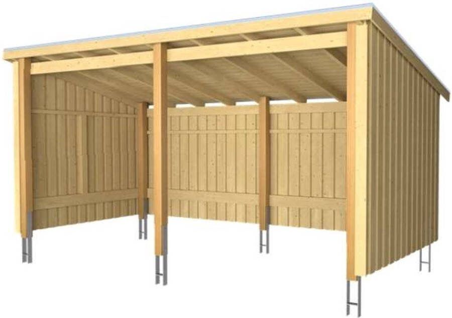 Plus Danmark Multi tuinhuis open 9 5 m2 onbehandeld compleet 218 x 432 x 220 cm Type C