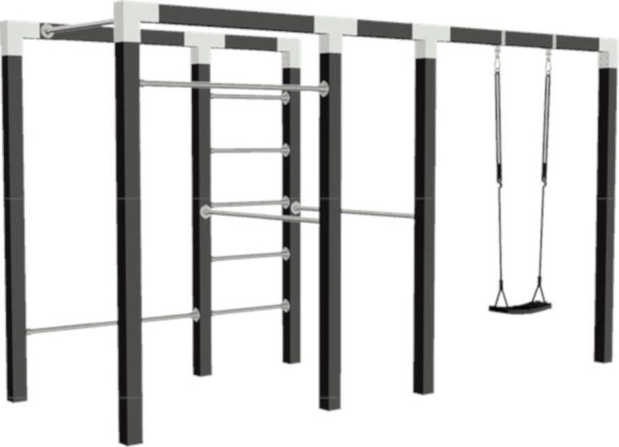 Plus Danmark Outdoor fitnesstoestel zwart hout model 3