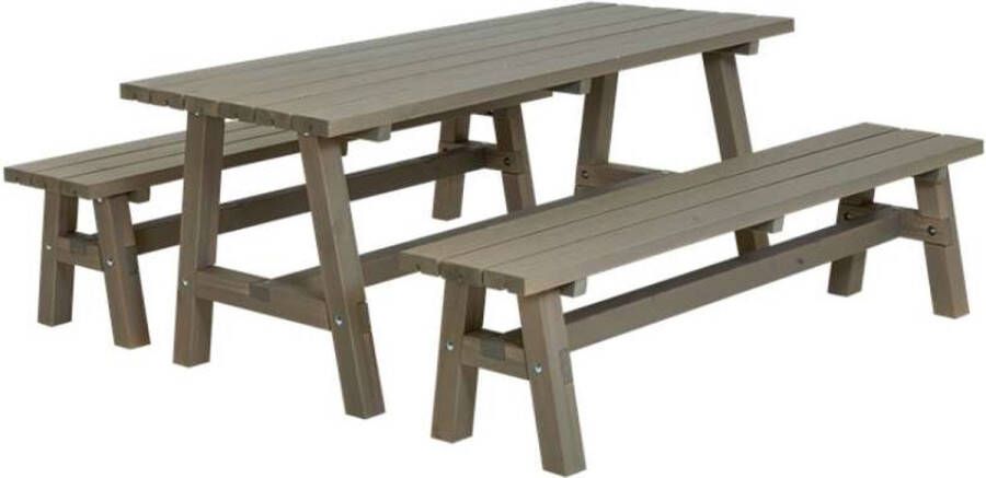 Plus Danmark Picknicktafel vuren Country gegrond grijsbruin 181 x 177 x 76 cm
