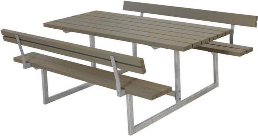 Plus Danmark Picknicktafel vuren geimpregneerd Basic 2 rugleuningen grijsbruin 184 x 177 x 73 cm