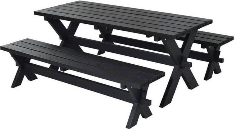 Plus Danmark Picknickset vuren geimpregneerd Nostalgi zwart 76 x 177 x 72 cm