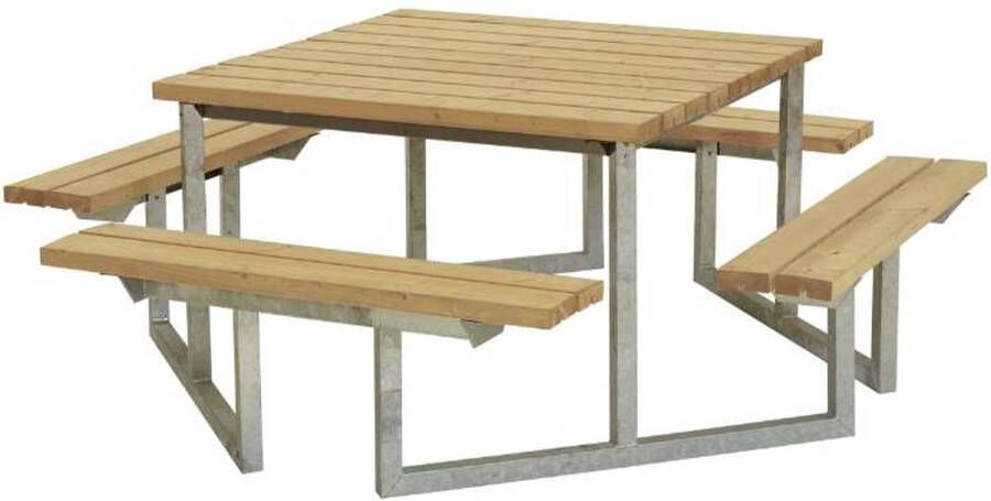 Plus Danmark Picknicktafel thermowood Twist vierkant 204 x 204 x 73 cm