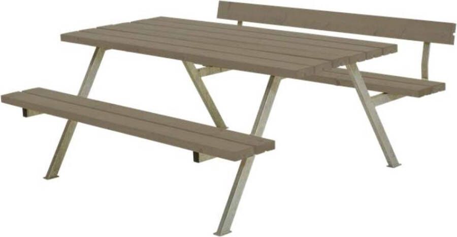 Plus Danmark Picknicktafel vuren gegrond grijsbruin | Alpha 1 rugleuning 173 x 177 x 76 cm