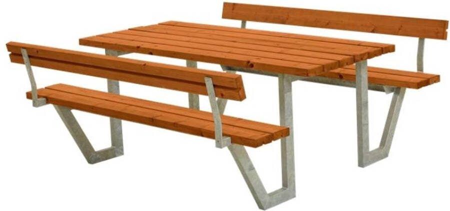Plus Danmark Picknicktafel vuren gegrond teak Wega 2 rugleuning 185 x 177 x 76 cm