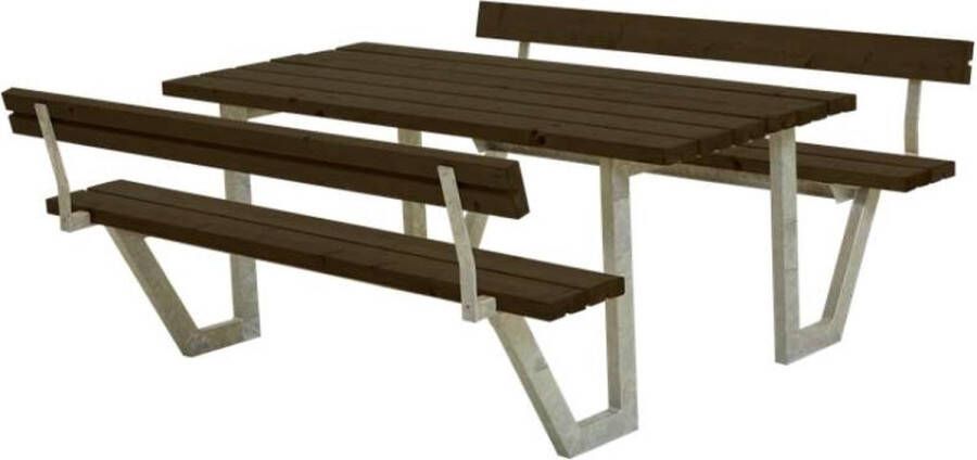Plus Danmark Picknicktafel vuren gegrond zwart Wega 2 rugleuning 185 x 177 x 76 cm