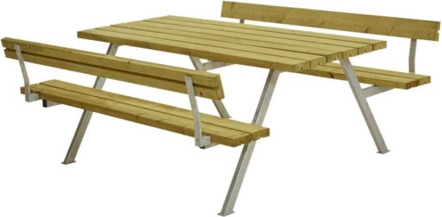 Plus Danmark Picknicktafel vuren geimpregneerd | Alpha 2 rugleuning 185 x 177 x 76 cm