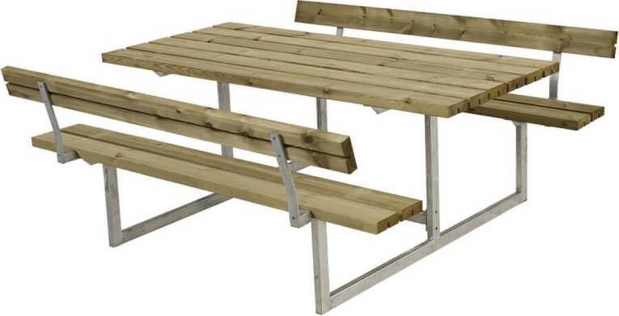 Plus Danmark Picknicktafel vuren geimpregneerd Basic 2 rugleuningen 184 x 177 x 73 cm