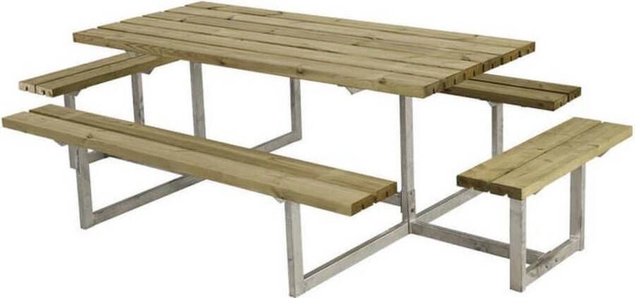 Plus Danmark Picknicktafel vuren geimpregneerd Basic 4 banken 160 x 260 x 73 cm