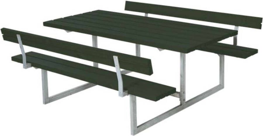 Plus Danmark Picknicktafel vuren geimpregneerd Basic groen 2 rugleuningen 184 x 177 x 75 cm