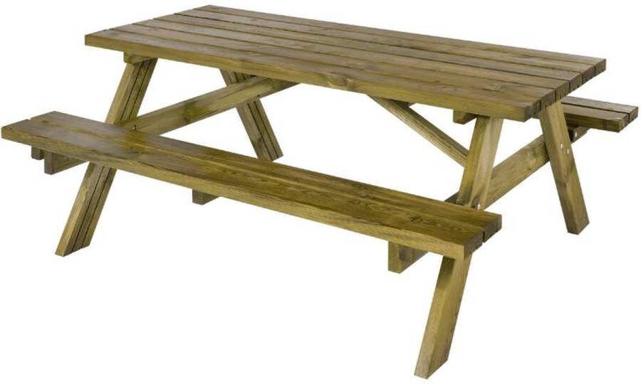 Plus Danmark Picknicktafel vuren geïmpregneerd Kombi met klapbanken 152 x 177 x 71 cm