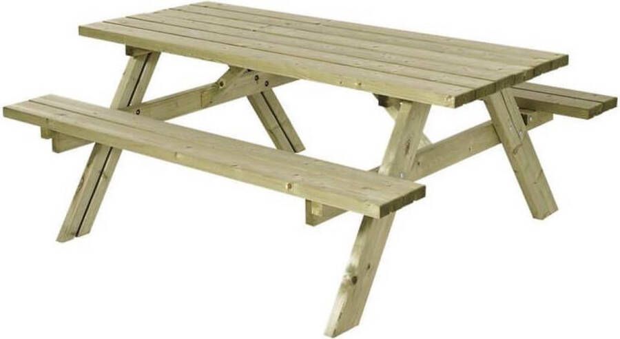 Plus Danmark Picknicktafel vuren geimpregneerd | Opklapbare zitting 155 x 177 x 71 cm