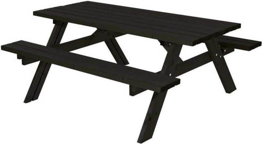 Plus Danmark Picknicktafel vuren geimpregneerd | Opklapbare zitting zwart 155 x 177 x 71 cm