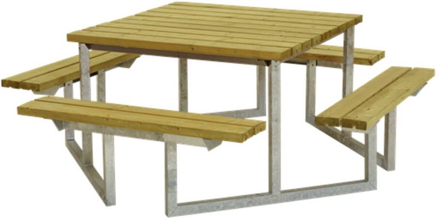 Plus Danmark Picknicktafel vuren geimpregneerd | Twist vierkant 204 x 204 x 73 cm