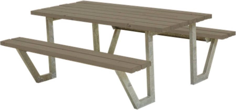 Plus Danmark Picknicktafel vuren gegrond grijsbruin Wega 161 x 177 x 73 cm