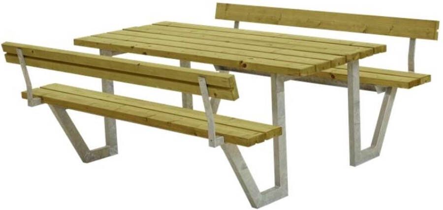 Plus Danmark Picknicktafel vuren geimpregneerd Wega 2 rugleuning 185 x 177 x 76 cm