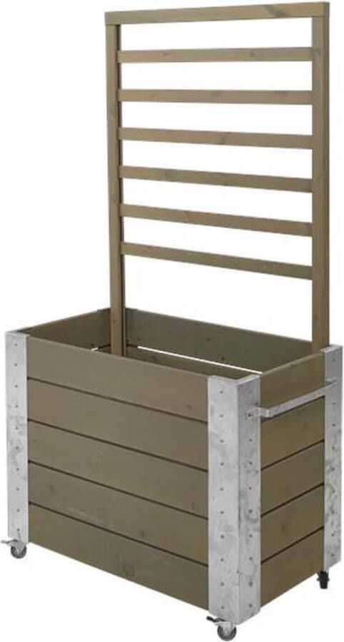 Plus Danmark Plantenbak vuren geïmpregneerd | Cubic roomdivider grijsbruin 87 x 50 x 155 cm