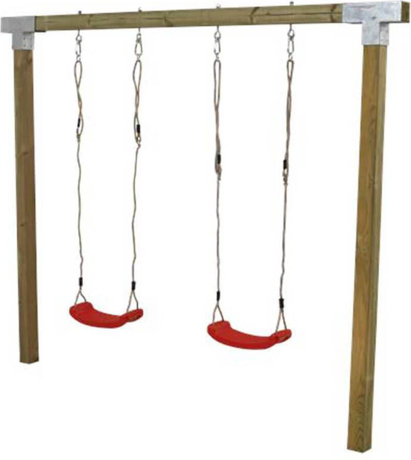 Plus Danmark Schommelframe vuren geimpregneerd | Cubic 2 schommelplanken rood