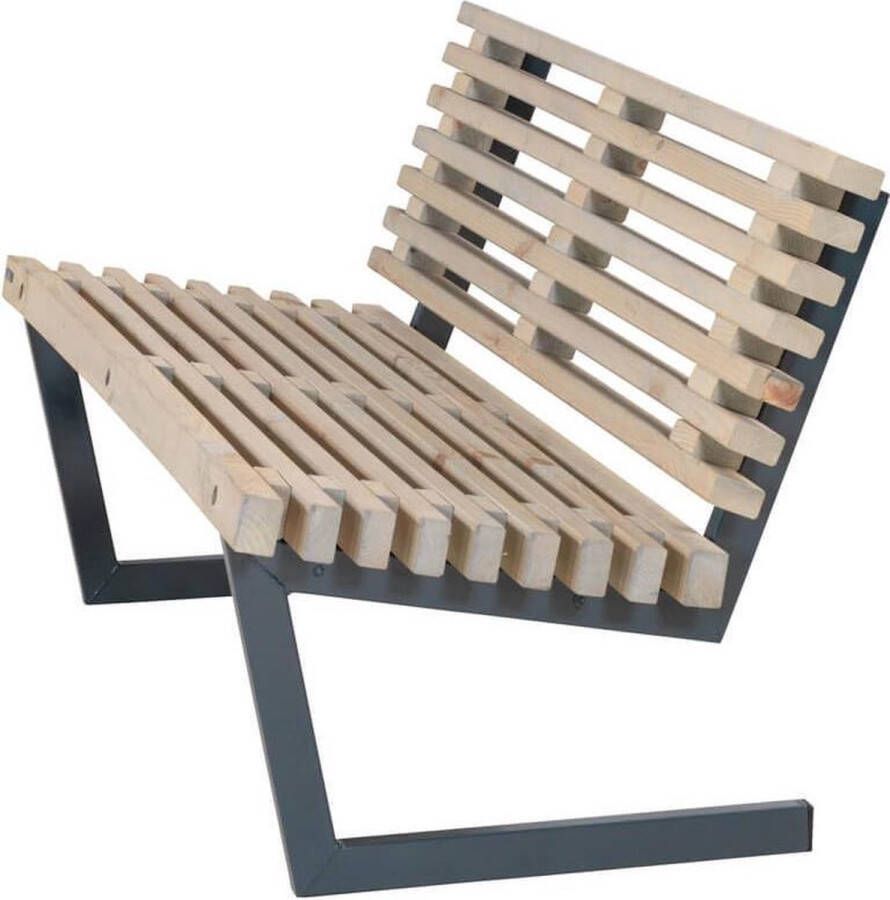 Trendyard Moderne Lattenbank Met Rugleuning Siesta 138 CM Drijfhout Grijs