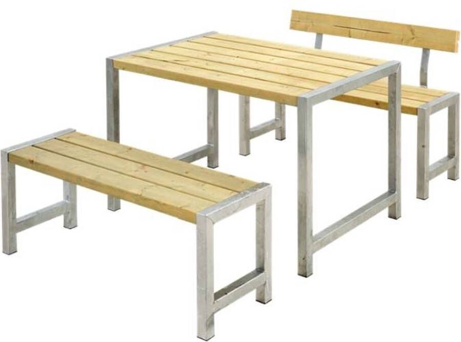 Plus Danmark Tuinset vuren Café | Hout & Staal geïmpregneerd 1 rugleuning | 185 x 127 x 75 cm